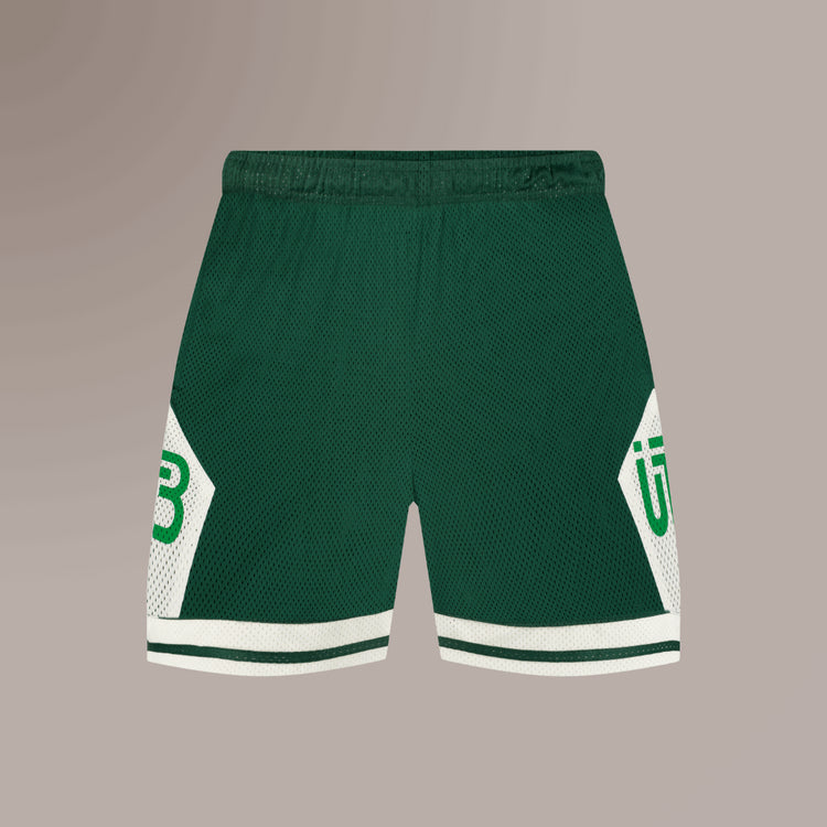 TBIU Mesh Short - NBA Style in Dark green , polyester mesh with relaxed fit and internal draw cords.