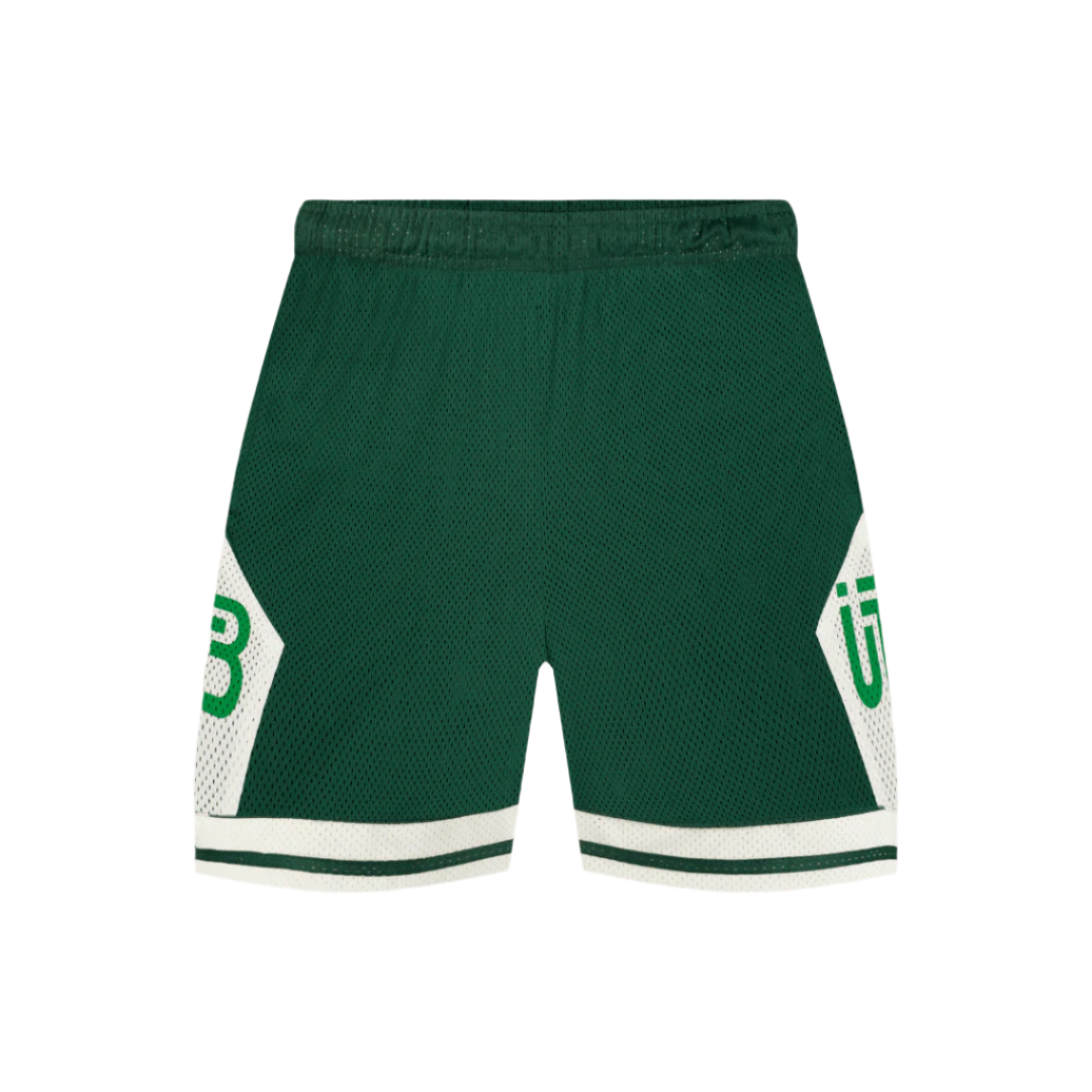 TBIU Mesh Short - NBA Style in Dark green , polyester mesh with relaxed fit and internal draw cords.