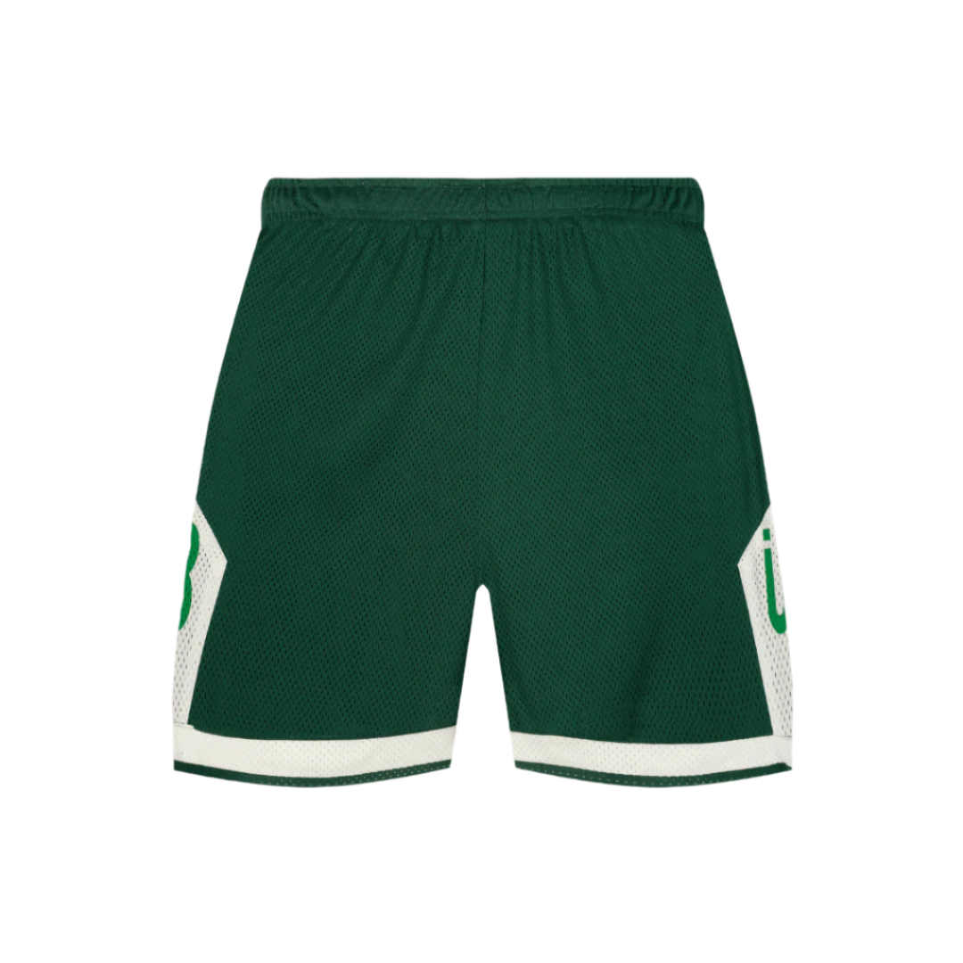 TBIU Mesh Short - NBA Style in Dark Green, polyester mesh with relaxed fit and internal draw cords.