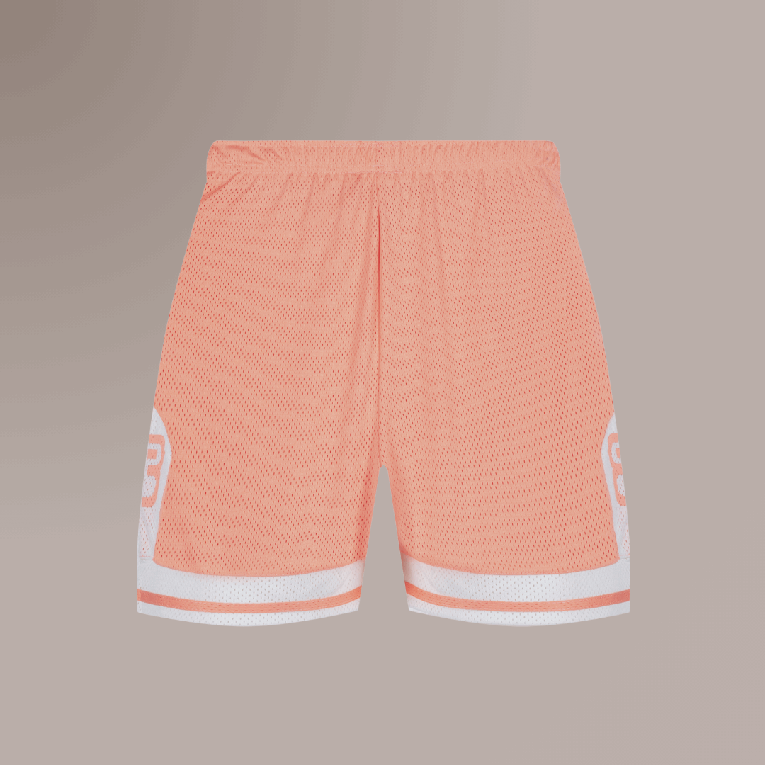 TBIU Mesh Short - NBA Style in Salmon , polyester mesh with relaxed fit and internal draw cords.