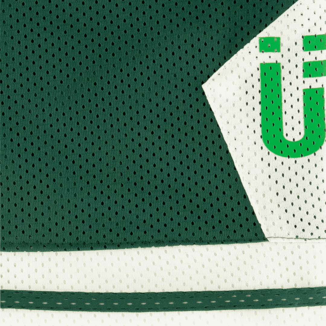 TBIU Mesh Short - NBA Style in Dark Green , polyester mesh with relaxed fit and internal draw cords.